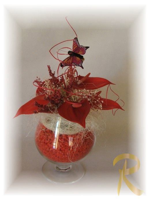 Anthurium in coppa di vetro